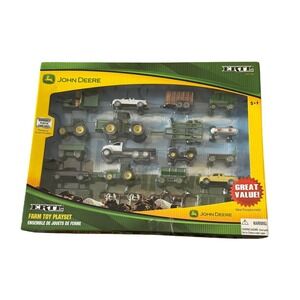 NEW John Deere ERTL Farm Toy Playset  Plastic Die Cast Vehicles Tractors Animals